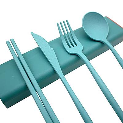 Travel Utensil Set with Case, 4 Sets Wheat Straw Reusable Spoon Knife Forks  Tableware, Eco Friendly Non-toxin BPA Free Portable Cutlery for Travel  Picnic Camping or Daily Use 4 Pcs