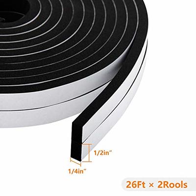 Neoprene Foam Strip Roll by Dualplex, 1 Wide x 10' Long x 1/4 Thick,  Weather Seal High Density Stripping with Adhesive Backing