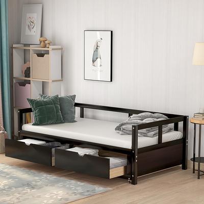 Melody Expandable Twin-to-King Trundle Daybed with 2 Storage Drawers