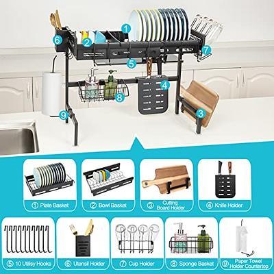 Santentre 2-Tier Dish Drying Rack with Removable Utensil Holder, Over Sink  Dish Drying Rack for Space Saver, Dish Drainers for Kitchen Counter, Rust