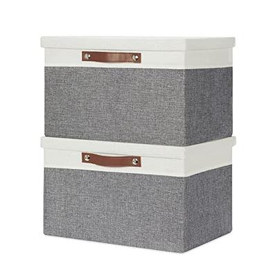 Rebrilliant Collapsible Storage Bins With Lids, Slub Fabric