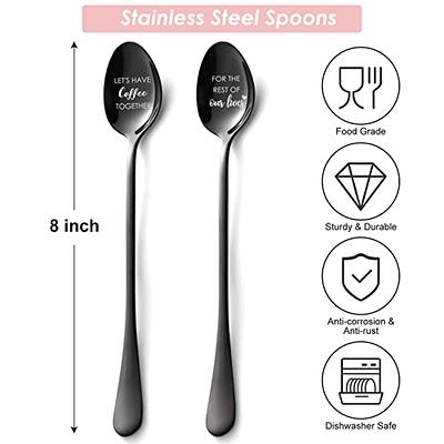 Anniversary Wedding Gifts for Him Her, His and Hers Gifts Coffee Spoons,  Couple Engraved Espresso Coffee Spoon for Husband Wife Birthday Engagement