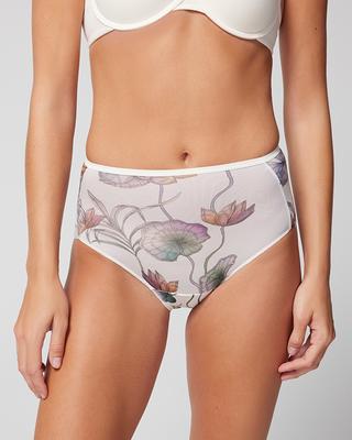 Women's No Show Microfiber Modern Brief Underwear in Reflection Floral M  Ivory size XL