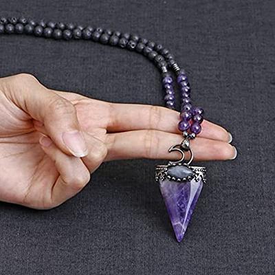 Natural Dream Amethyst Crystal Pendant Chakra Quartz Rock Stone Necklace  Healing - Helia Beer Co