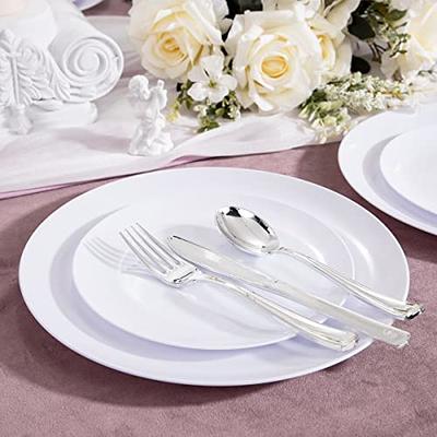 FLOWERCAT 60PCS Plates - Heavy Duty Plastic Plates Disposable for