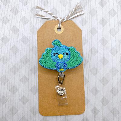 Pretty Blue Bird Badge Reel, Animal Nurse Teacher Lanyard