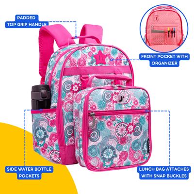 J World Girls Duo 18 Kids Rolling Backpack with Detachable Lunch Box Set  for School, Strawberry