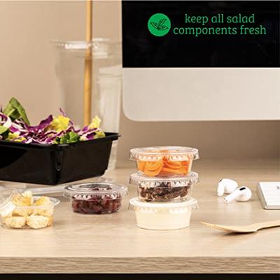 100 Sets] 1.5 oz Small Plastic Containers with Lids, Jello Shot Cups with  Lids, Disposable Portion Cups, Condiment Containers with Lids, Souffle Cups  for Sauce and Dressing 