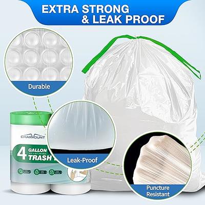 4 Gallon Trash Bags Drawstring, Small Garbage Bags Unscented, Extra Strong  Trash