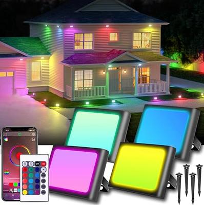 ZUCKEO 10W RGB Color Changing Landscape Lighting LED Low Voltage Landscape  Lights with Connectors, Remote Control IP66 Waterproof Yard Lawn Garden