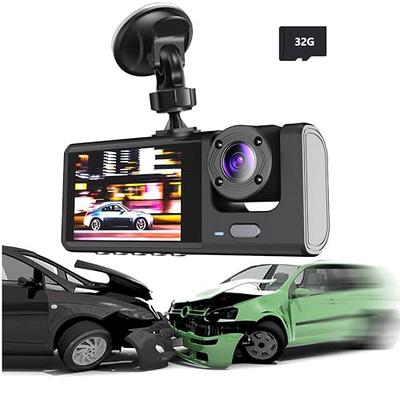 Dash Cam 3 Channel Front and Rear Inside,32GB Free SD Card 2.0 Inch IPS  Screen,1080P Dash Camera for Car with IR Night Vision,170°Wide Angle,Loop  Recording,Parking Mode - Yahoo Shopping