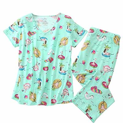 ENJOYNIGHT Women's Sleepwear Tops with Capri Pants Pajama Sets