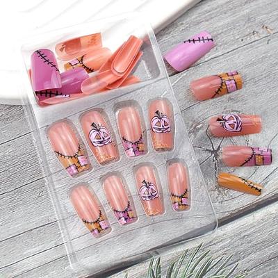 24pcs Long Pointed False Nails Decorated With Champagne, Sparkling Powder  And Red-Brown Rhinestones, Perfect For Festivals And Female Party Dressing