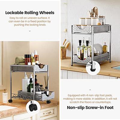 JOCHER 2-Pack Under Sink Organizers With Sliding Drawers and Hooks - Black  Storage for Kitchen and Bathroom Cabinets