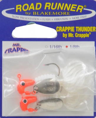 Road Runner Crappie Tamer, Red, White Underspin Fishing jig