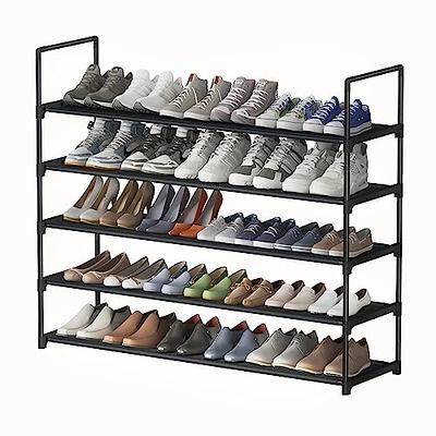 AOODA Long 2 Tier Shoe Rack for Closet Metal Wide Stackable Shoe Storage