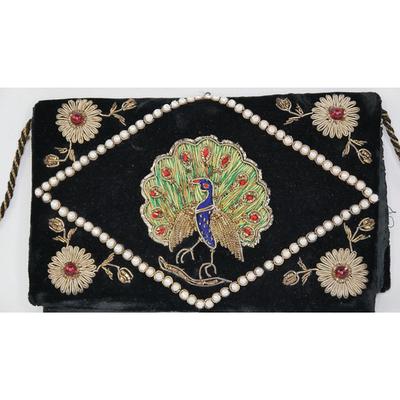 Vintage Sequin Peacock Clutch Bag Antique Beaded Evening Handbag Clutch Bags