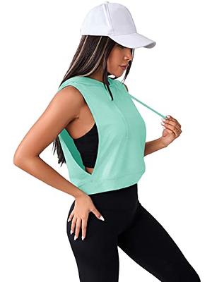 Women's Activewear: Sports Hooded Tank Tops - Loose Fit, Drawstring  Sleeveless Running Yoga Top