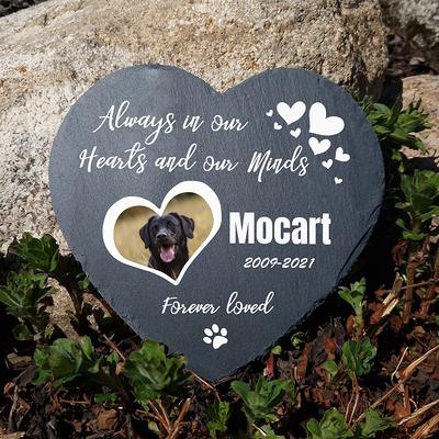 Personalised Dark Grey Heart Shape Natural Slate Pet Memorial