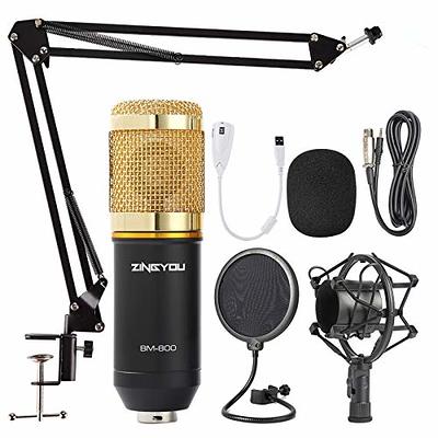 Podcast Equipment Bundle, ALPOWL BM-800 Mic Kit with Live Sound Card,  Condenser Microphone Bundle for Studio Recording & Broadcasting(Black)