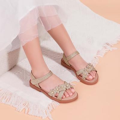 Prattle Foot Strappy Summer Sandals Open-Toe Fashion Cute Dress Sandals for  Little Kids (White) And