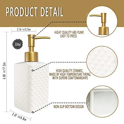 Gold Refillable Dish Soap Dispenser for Kitchen Sink,Hand Soap Dispenser  Bottle for Bathroom Countertop Sink, White Simple Modern Lotion Pump Bottle