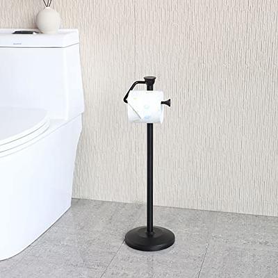 White Freestanding Bathroom Toilet Paper Roll Holder with Storage and Extra  Slot For Tissue Roll