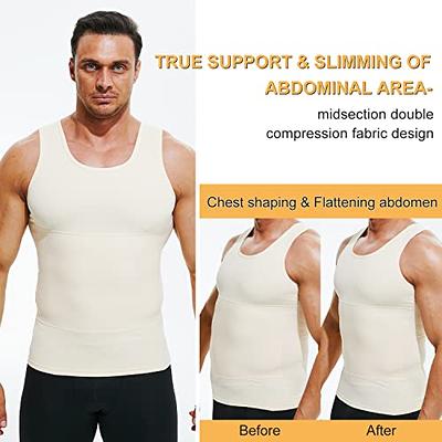 Mens Compression Shirt Slimming Body Shaper Vest Workout Tank Tops Abs  Abdomen Undershirts, Black+white, XL : : Fashion