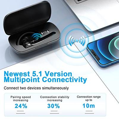 Bluetooth Headset for Cell Phone, Wireless Bluetooth 5.1 Earpiece  Single-Ear Headset Hands-Free Earphones,in Mic with Charging Case, for  Office