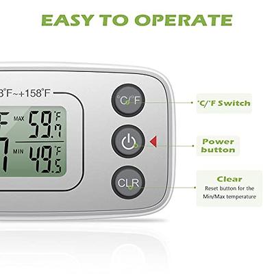 (Upgraded Version) AMIR Refrigerator Thermometer, Wireless Digital Freezer  Thermometer with 2 Sensors, Indoor Outdoor Thermometer with Audible Alarm