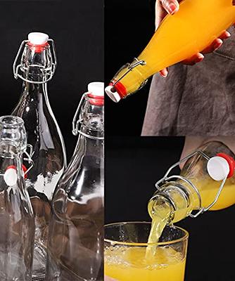 Flip Top Glass Bottle [1 Liter / 33 fl. oz.] [Pack of 6] Swing Top Brewing  Bottle with Stopper for Beverages, Oil, Vinegar, Kombucha, Beer, Water