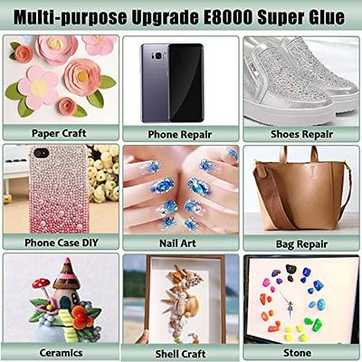  E8000 Craft Glue for Jewelry Making, Multi-Function B-7000  Super Adhesive Glues Liquid Fusion for Rhinestones, Shoes, Fabric, Stone  Wood Glass Cell Phones with Dotting Pens and Tweezers(2 X 50ML) : Arts,  Crafts & Sewing