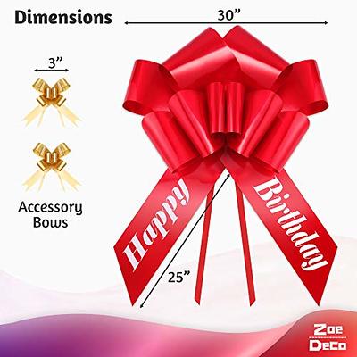 Zoe Deco Happy Birthday Car Bow (Red, 30 inch), Giant Gift Bow Pre-Printed  with Happy