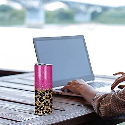 Leopard Tumbler,Pink Leopard Skinny Tumblers,Vacuum Insulated