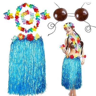 Ladies Hula Skirt 40 cm 4 Pcs Lei Set Coconut Bra Hawaiian Beach Party –  Labreeze Ltd