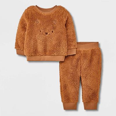 Baby Embroidered Faux Shearling Top & Bottom Set - Cat & Jack™ Brown 0-3M -  Yahoo Shopping