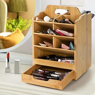 SOUJOY Bamboo Pen Holder Organizer, 360°Rotating Art Supply