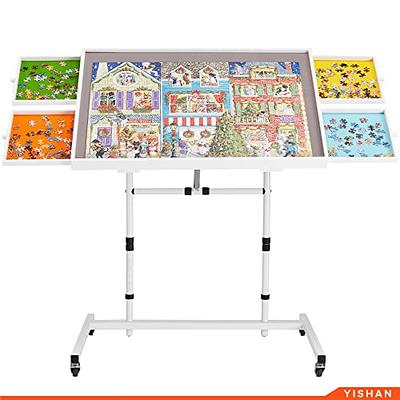 Jigsaw Puzzle Board with Cover 1500 Piece,Folding Puzzle Table with 4  Rolling Wheels