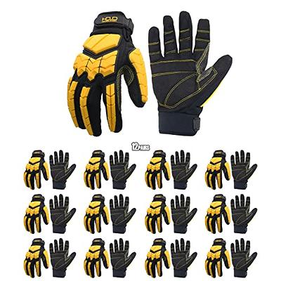 Handlandy Anti Vibration Gloves, SBR Padding, TPR Protector Impact Gloves, Men Mechanic Work Gloves, Large, Men's, Red