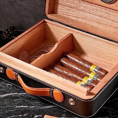 CiTree Cigar Travel Humidor, Cedar Wood Leather Cigar Case with Cigar  Accessories Gift Set, Brown