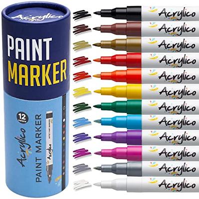 Paint Pens for Rock Painting, Stone, Ceramic, Glass, Wood, Canvas. DIY Craft-making  Supplies. Set of 30 Acrylic Paint Markers. Fine Tip 1mm 