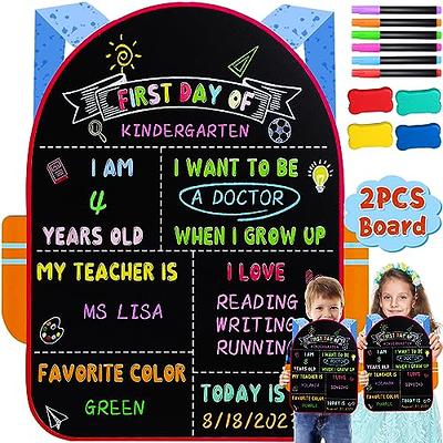 First Day of School Board, Back to School Sign, Double Sided First & Last  Day of School Chalkboard for Kids/Boys/Girls, Reusable Wooden 1st Day of