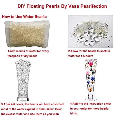 Floating Pearls | Vase Pearlfection | Silver and Blue Pearls - Jumbo/Assorted Sizes Vase Decorations 4 Packs Floating