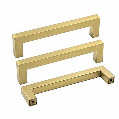 Rergy 10 Pack Brushed Brass Cabinet Pulls Gold Cabinet Handles 5in(128mm)  Kitchen Cabinet Handles Gold Pulls Dresser Drawer Handles for Cabinets  LS6852GD128 Zinc Alloy 