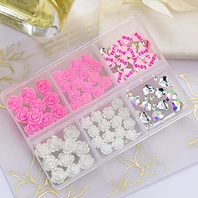 WOKOTO 2 Box Flat Back Pink And Rose AB Nail Rhinestones For Nails