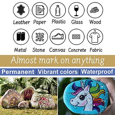 Craiiby Permanent Paint Markers, Waterproof Oil Based Medium Tip, Quick  Drying Pen for Metal Rock Painting Mugs Fabric Canvas Clothes Wood Plastic  Marking (12 color) - Yahoo Shopping