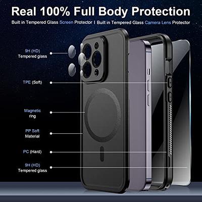  SPIDERCASE Designed for iPhone 14 Pro Max Case, with Built-in  Tempered Glass Screen & Camera Lens Protector [12FT Military Dropproof  Shockproof][Dustproof] Case for iPhone 14 Pro Max 6.7 inch (Black) 