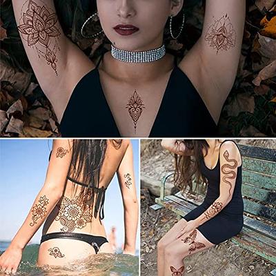 Xmasir 12 Sheets Brown Henna Tattoo Kit, Waterproof Henna Tattoo Stickers  for Women Wedding Party Henna Stickers (Brown) - Yahoo Shopping