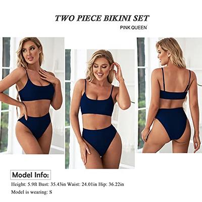 Pink Queen Women's High Waisted Bikini Set Push Up Cheeky 2 Piece Bathing  Suit Dark Blue XL - Yahoo Shopping