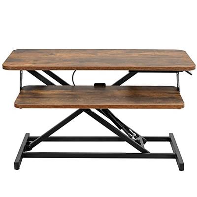 VIVO Electric 55x 24 Sit Stand Desk, Rustic Vintage Brown Top